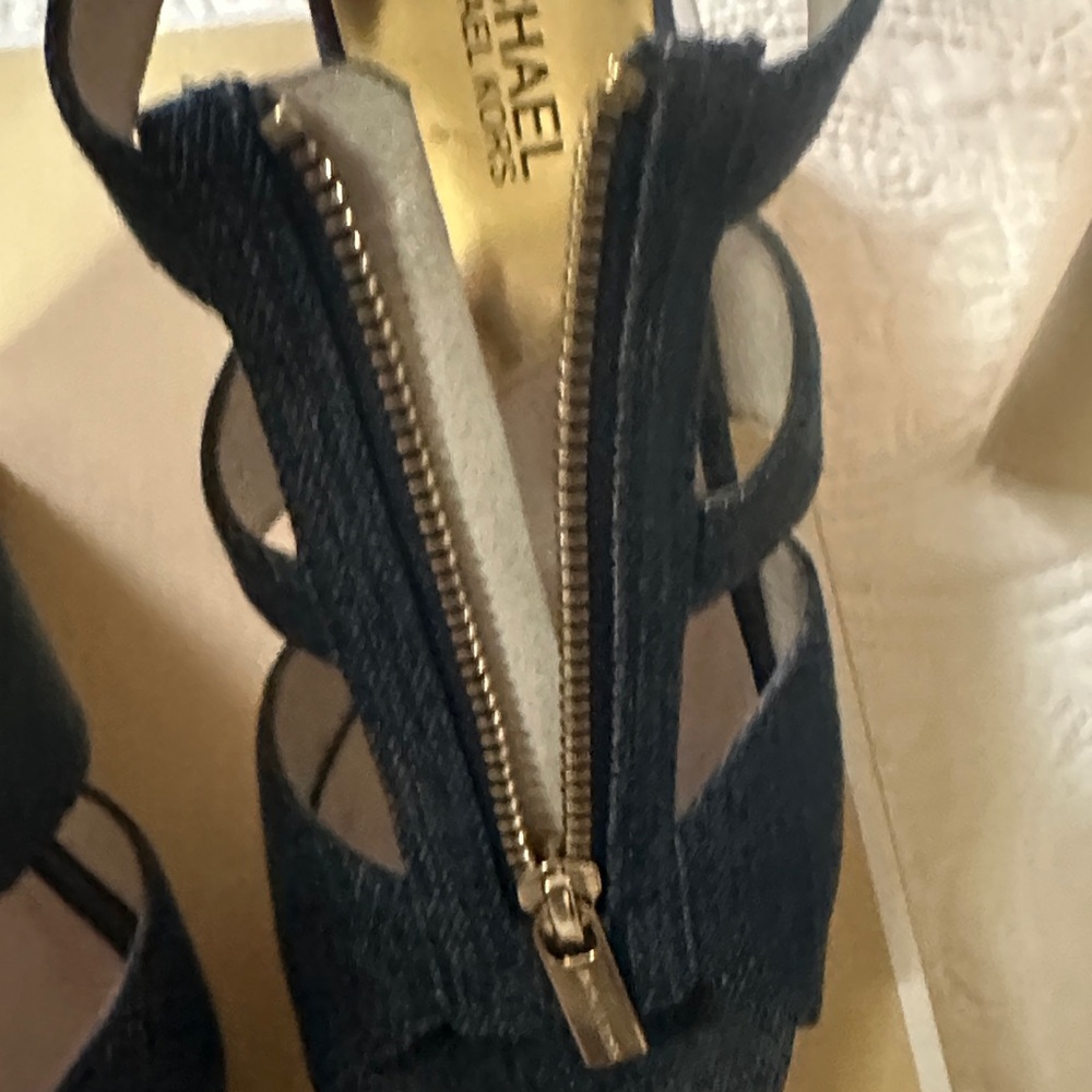 Michael Kors Blue Jean Wedge Sandals - Picture 16 of 16